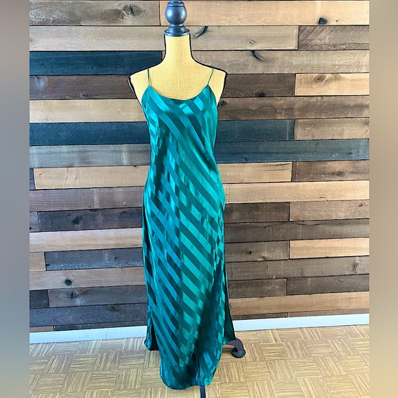 Victoria's Secret Other - Victoria Secret Emerald Green Gold Label Satin Slip Dress Maxi